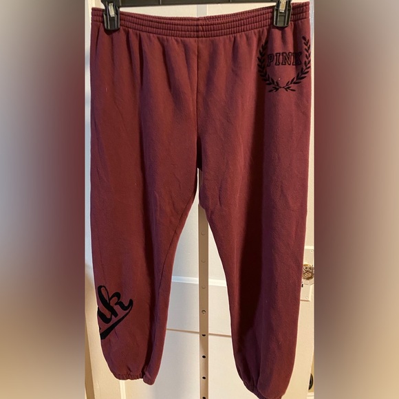 Victoria's Secret Woman Burgundy Joggers - Picture 1 of 3